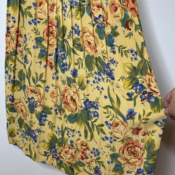 Vintage Y2K Donna Ricci Floral Midi Dress With Bow Tie Back & Pleated Skirt M - Picture 7 of 14